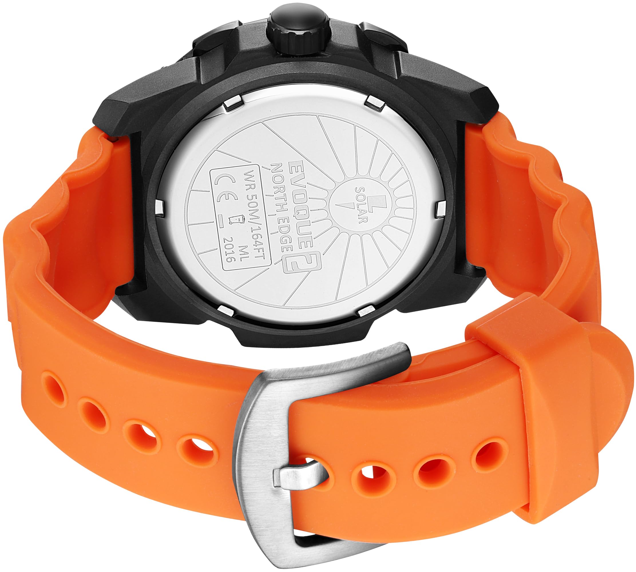 NORTH EDGE Montre Solaire Homme Aviation, Étanche 50M, Cadran Phosphorescent, Bracelet Silicone (46 mm)