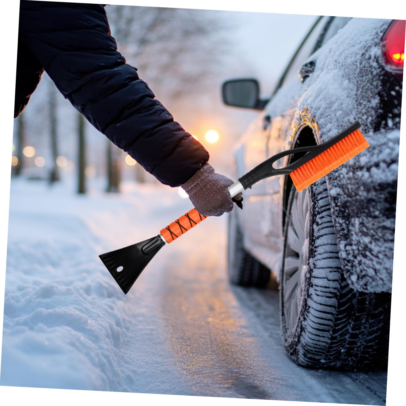 Abaodam Raschietto Ghiaccio Estensibile 2pezzi per Auto e Veicoli Spazzola Neve in ABS+pp per Rimozione Ghiaccio e Neve in Inverno
