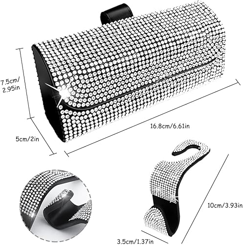 Miniatura 4 de FineGood Soporte brillante para lentes de sol con ganchos para automóvil, funda de lentes de sol de cristal para visera de sol, funda organizadora