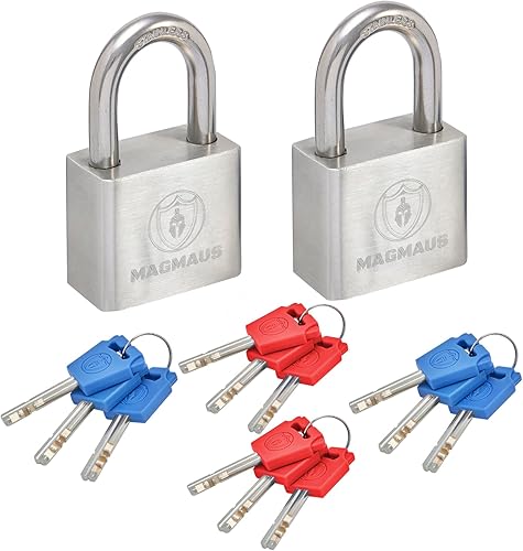 Miniatura 7 de Magmaus® PDE40 Candado de Alta Resistencia con 3 Llaves - [Acero Inoxidable] Candado Resistente a la Intemperie para Uso al Aire Libre - Ideal para