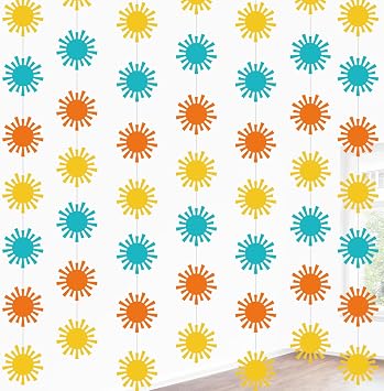 Duraaamo 8 Packs Here The Son Banner Decoration Boho Paper Garland Here The Son Baby Shower Hanging Cutout Retro Sun Party Decor for Sun Birthday Baby Shower Party SuppliesBright Color
