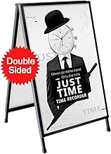T-SIGN Heavy Duty Slide-in Folding A-Frame Sidewalk Sign 24 x 36 Inch Black Coated Steel Metal Double-Sided, 2 Corrugated Plastic Poster Boards - coolthings.us
