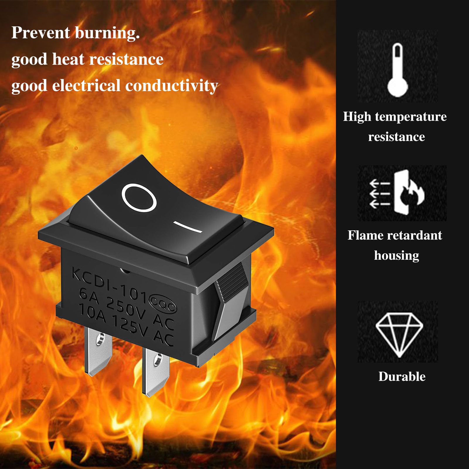 Gebildet Interrupteur à Bascule Métal 25 A 12 V CC/15 A 24 V CC/10 A 250 V CA/15 A 125 V CA SPST ON/OFF 2 Broches 2 Positions Avec Capuchon De Protection