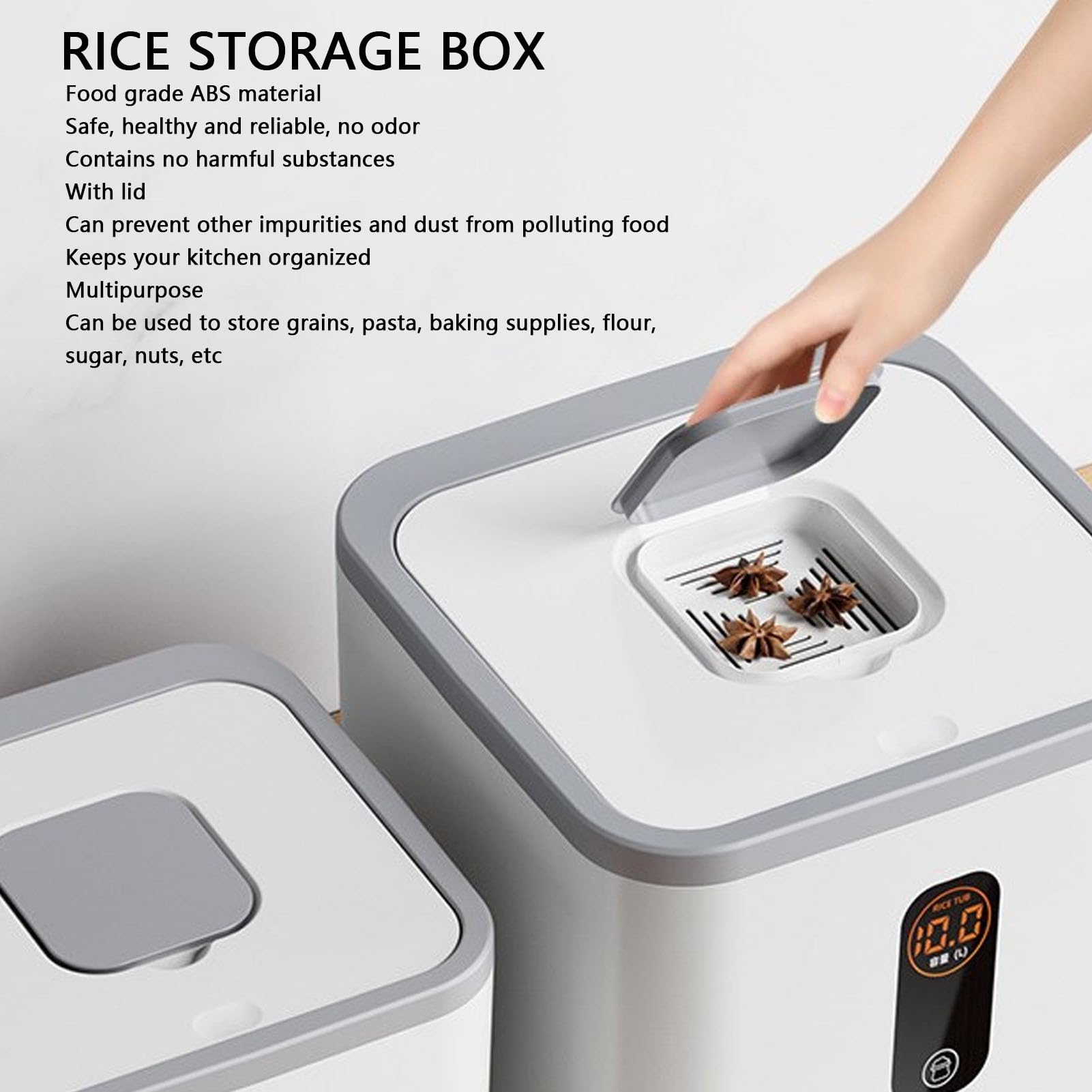 KKPLZZ Récipient à riz hermétique de grande capacité empilable avec couvercle pour farine et sucre (capacité de 5 kg)