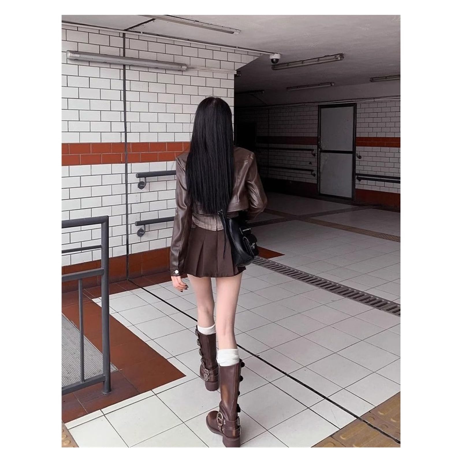 Veste De Moto Courte En PU, Rétro, Sexy Et Douce