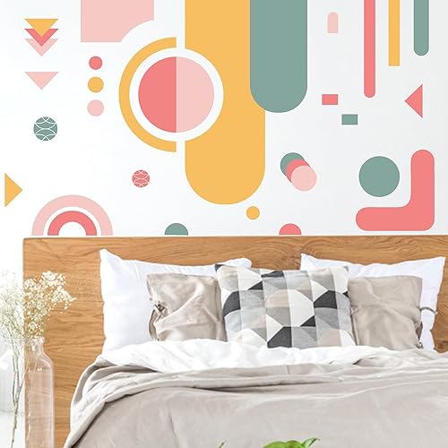 Miniatura 7 de Kazova Calcomanía de pared bohemia para despegar y pegar, estilo bohemio, arte de pared moderno para sala de estar, arte de pared de arco iris,