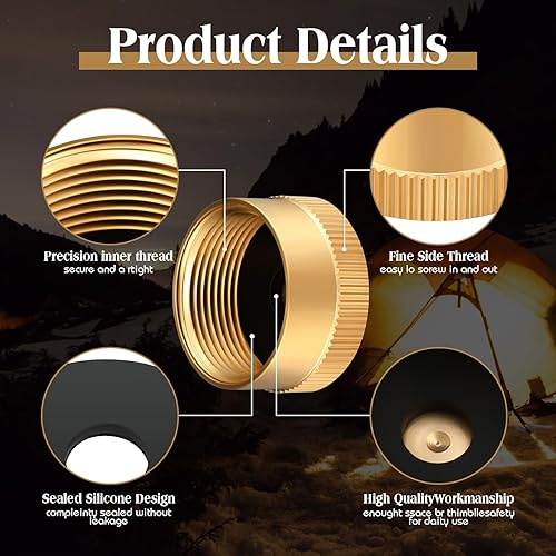 Miniatura 4 de Zonon 24 tapas de tanque de propano de 1 libra de latón macizo para proteger tapas de gas para evitar fugas de gas para acampar al aire libre estufa