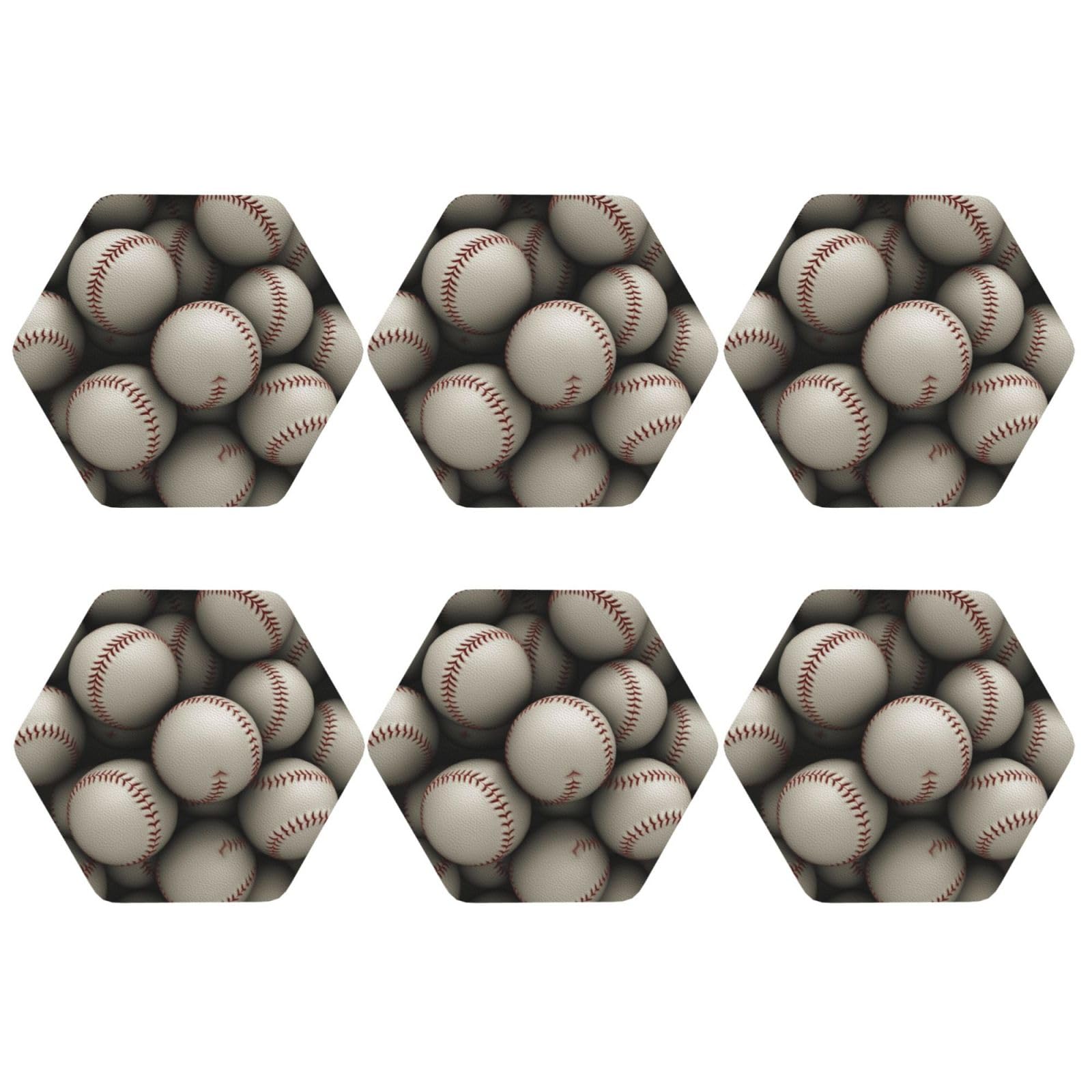 6pcs Leather Coasters for Drinks, Baseball Drink Coasters for Tabletop Protection, 4" Cup Coasters for Coffee Table Decor, Non-Slip Drinking Cup Mat for Hot Or Cold Drink