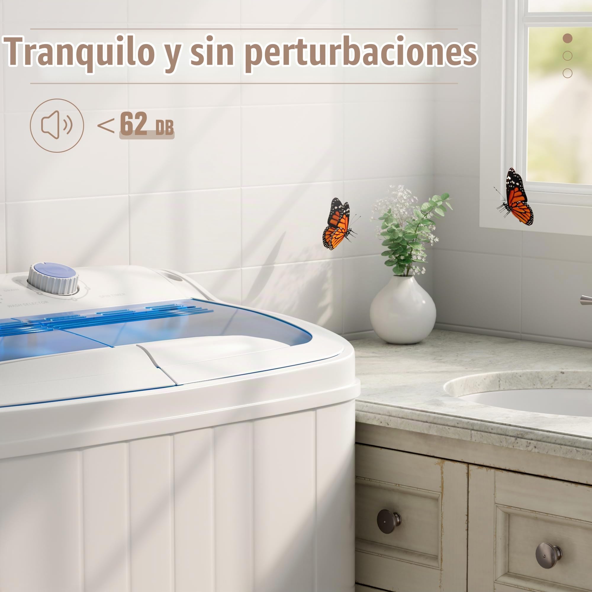 Greenvelly - Lavadora portátil de 16 libras, lavadora y secadora compacta, lavadora semiautomática de doble tina para dormitorios, apartamentos, caravanas (azul)
