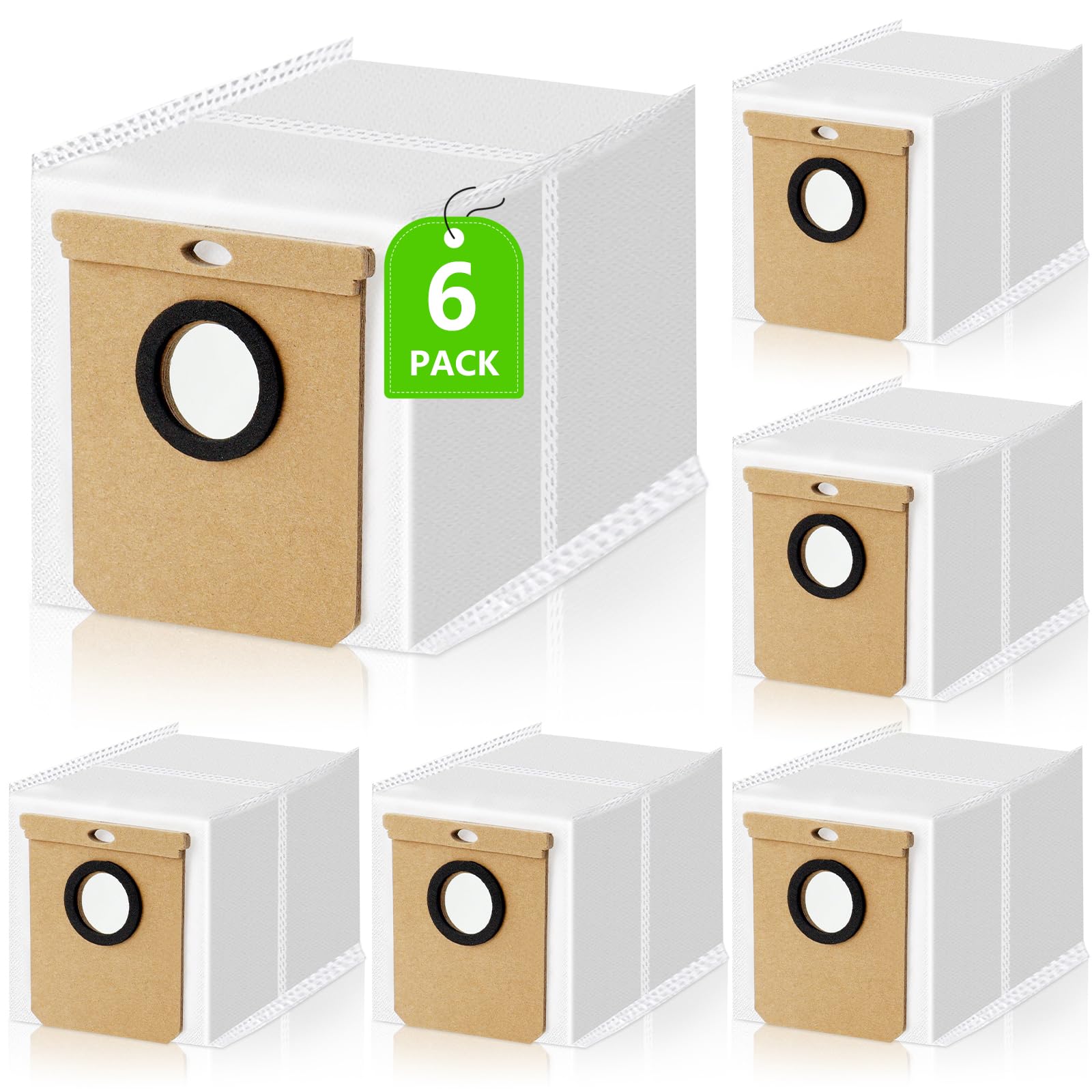 MengTiger 6 Pack Dust Bags for Eufy L60 L50 Robot Vacuum Self Empty Station, for 2.5L L50 SES L60 SES Replacement Bags, for Haier H9 +, for Conga Home 10000, 8090 Ultra, 9090 AI Vacuum Cleaner Bags