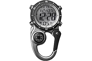 Dakota Digital Backpacker Clip Watch for Men Dual Time Alarm Stopwatch Timer Tactical Digital