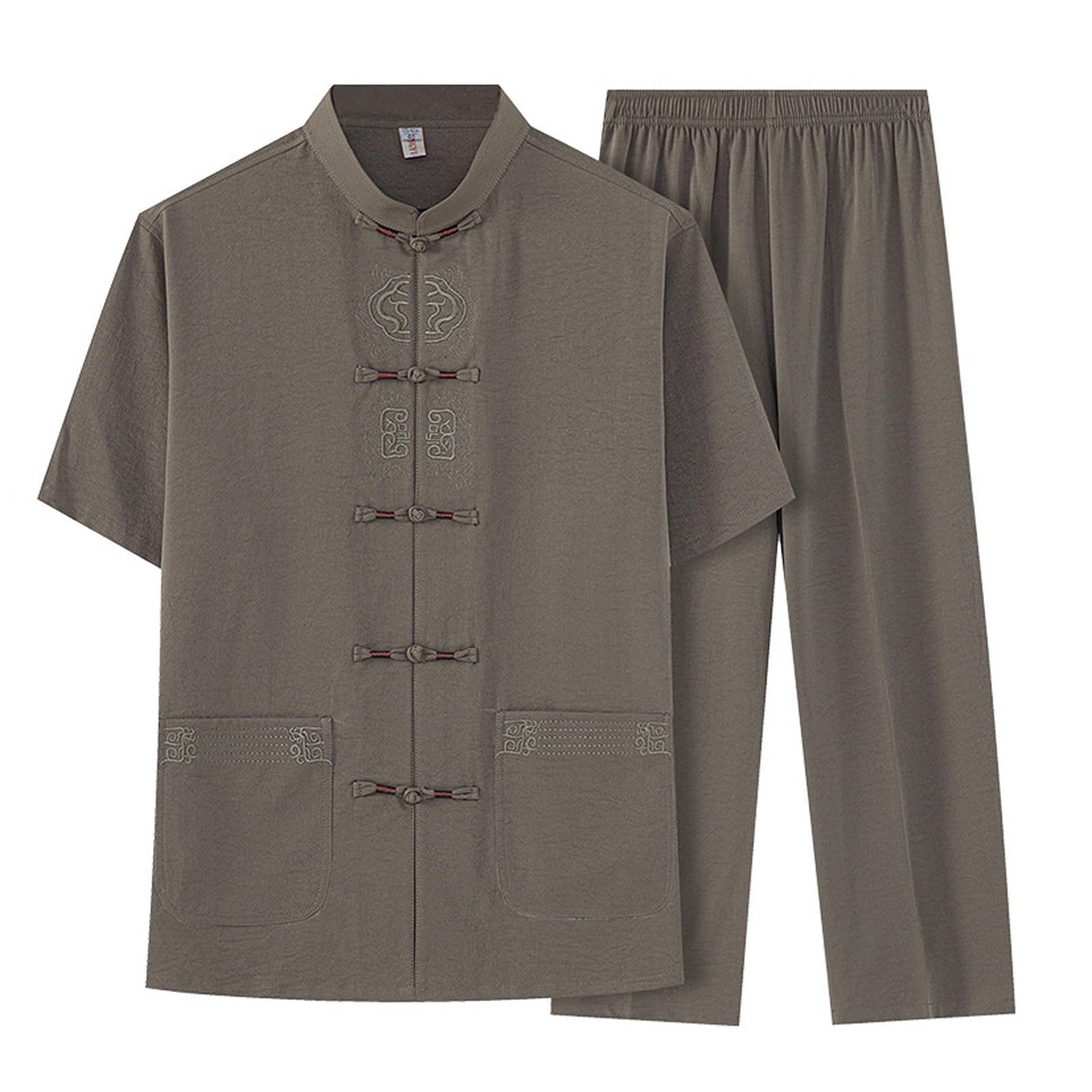Traje De Espiga De Lino De Algodón para Hombres, Ropa De Arte Marcial De 2 Piezas, Pantalón Chino De Manga De Chino, Tai Chi Kung Fu Disfraz(Size:185,Color:d)
