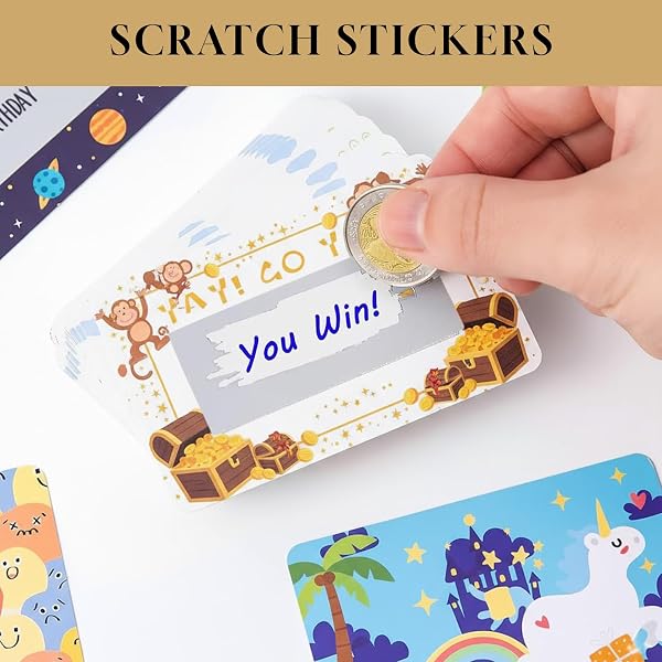270 Scratch Cards to Write Yourself, 50 x 25 mm Gold & Silver Scratch Stickers, Scratch Cards to Design Yourself for Homemade Vouchers, DIY, Fingerprint Stickers, Creative Surprises - 5