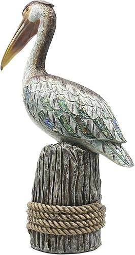 Miniatura 4 de Lukitas Estatua de Pelícano de pie y decoración de escultura, figura náutica de pájaro costero de playa, adorno decorativo creativo para el hogar