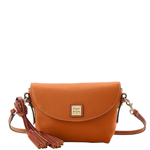Dooney & Bourke Handbag, Pebble Grain Crossbody Saddle Bag - Caramel