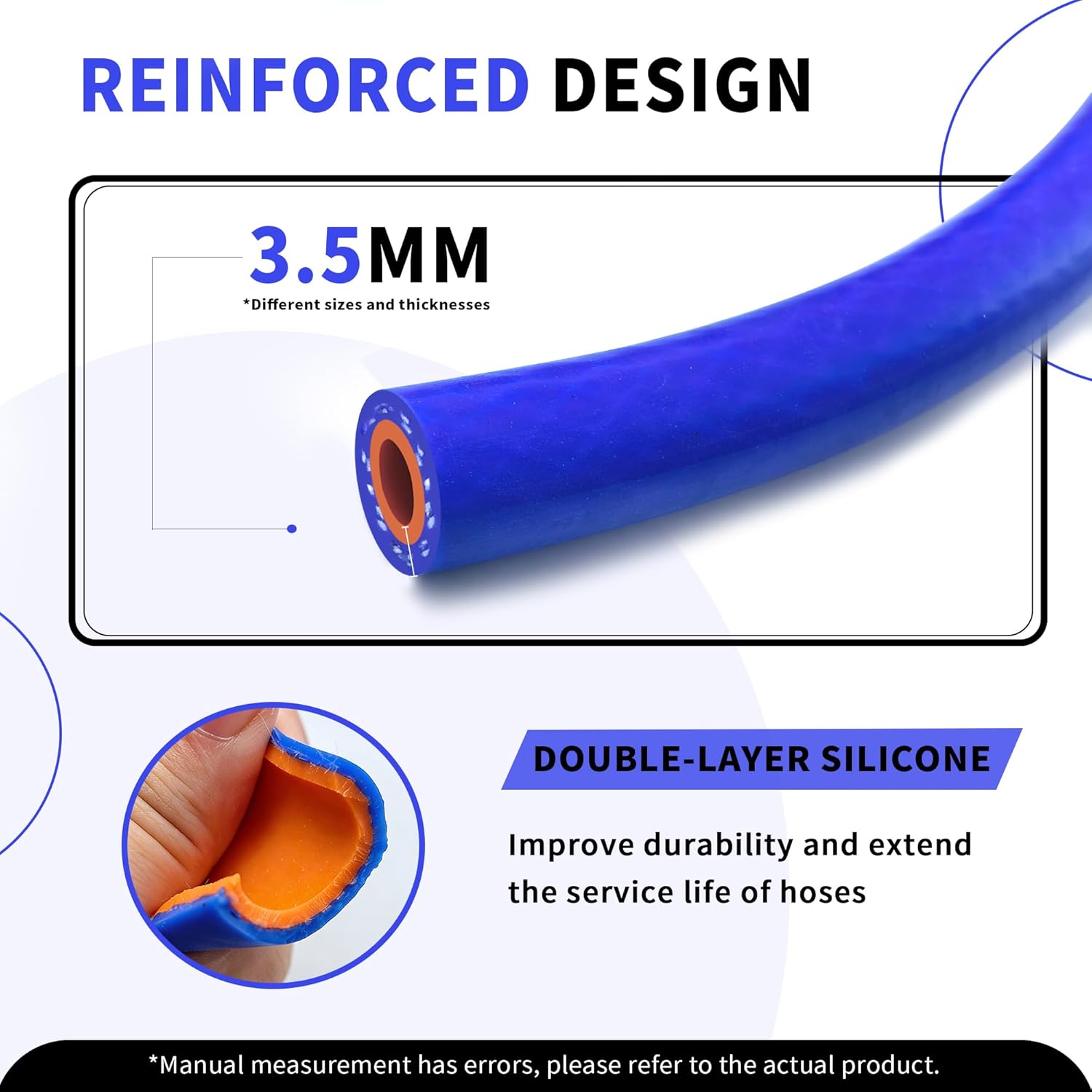 10FT ID 5/8" (16mm) Heater Hose Coolant Radiator Straight Temperature Reinforced Silicone Tubing Rupture Pressure 232 Psi With 4 Clamps 4MM Thick for Vehicle Cooling Systems(blue)