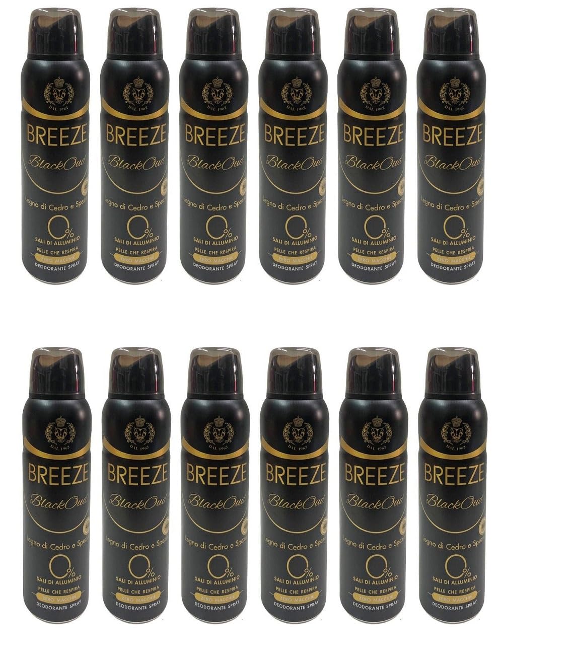 12x Breeze Deo Spray Black Oud 150ml+ Italian Gourmet polpa 400g