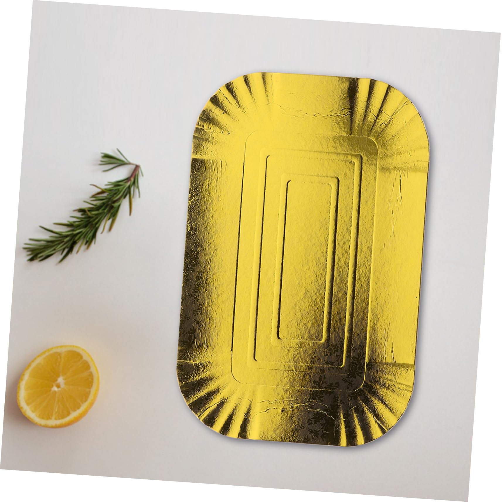 Ipetboom Platos de Papel Desechables Dorados Diseño Sencillo, Bandeja de Aluminio para Picnic y Cocina, Paquete de 10 Unidades Resistentes y Elegantes