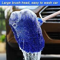 Vista 2 de Kit de cepillo de lavado de automóvil de 47 pulgadas, esponja para mopa con mango largo, kit de cepillo de limpieza de microfibra de chenilla