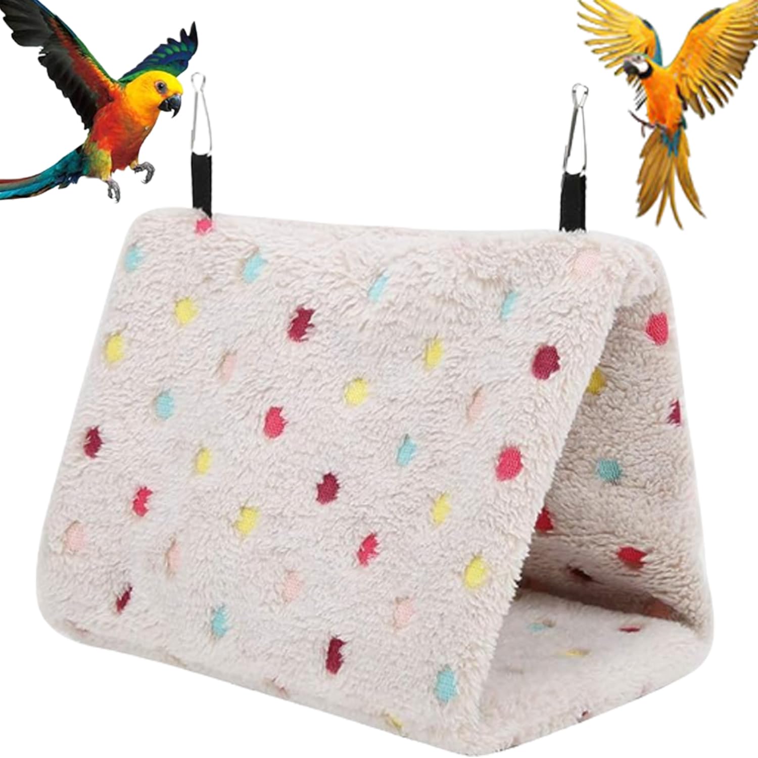 Nid D'Oiseau Hamac, Hamster Perroquet Suspendu Cage Tente, Nid d'Oiseau Chaud en Peluche, Mignon Hamac pour Animaux Doux avec Crochet, Hamac Jouet