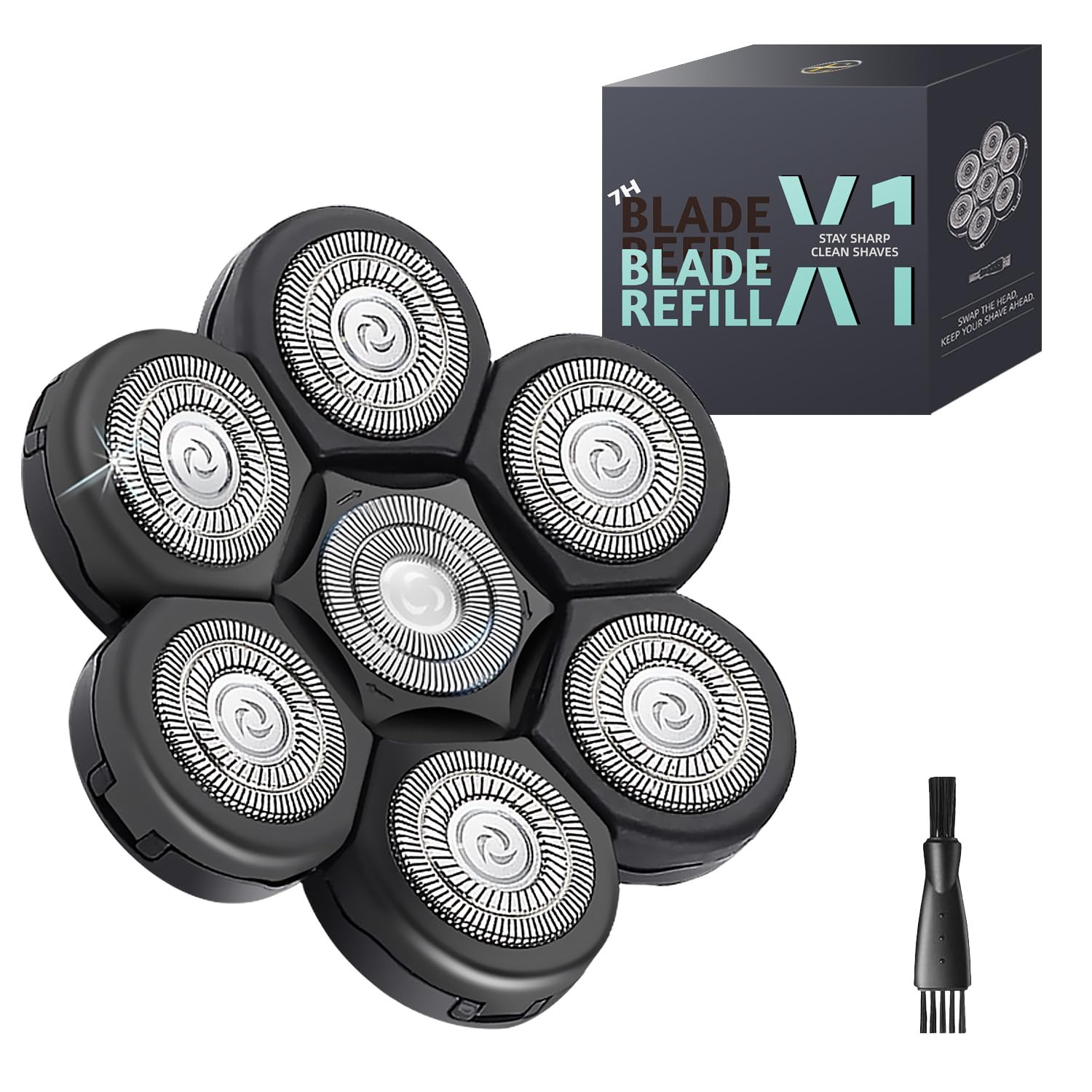 Electric Razor Replacement Blades, 7 Heads Wet Dry Beard Shaver Replacement Blade for Bald Men, compatible with E-Hunter AE7130 Electric Shavers