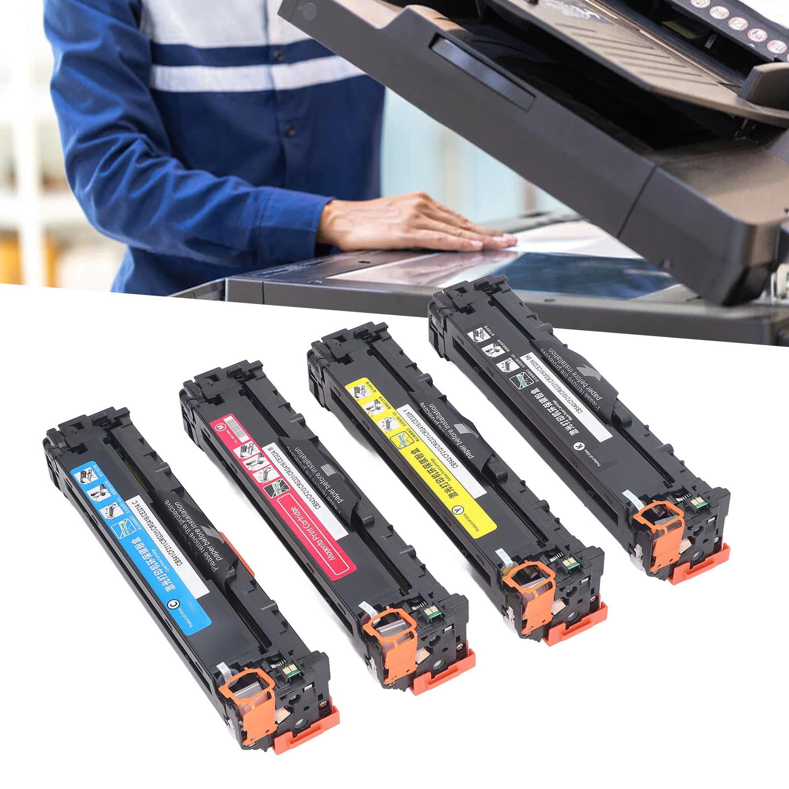 Ausla Confezione da 4 Cartucce Toner Sostitutive per Stampante 125A CB540A CB541A CB542A CB543A Inchiostro per Stampante 2200 1400 Pagine, Resa per Ufficio, Casa