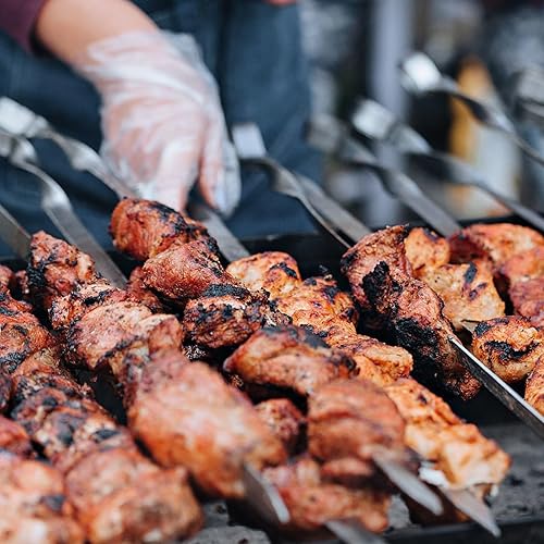 Miniatura 4 de JOWHONK Brochetas de acero inoxidable, brocheta plana de 22 pulgadas para asar a la parrilla, brocheta de barbacoa de metal reutilizable, juego de