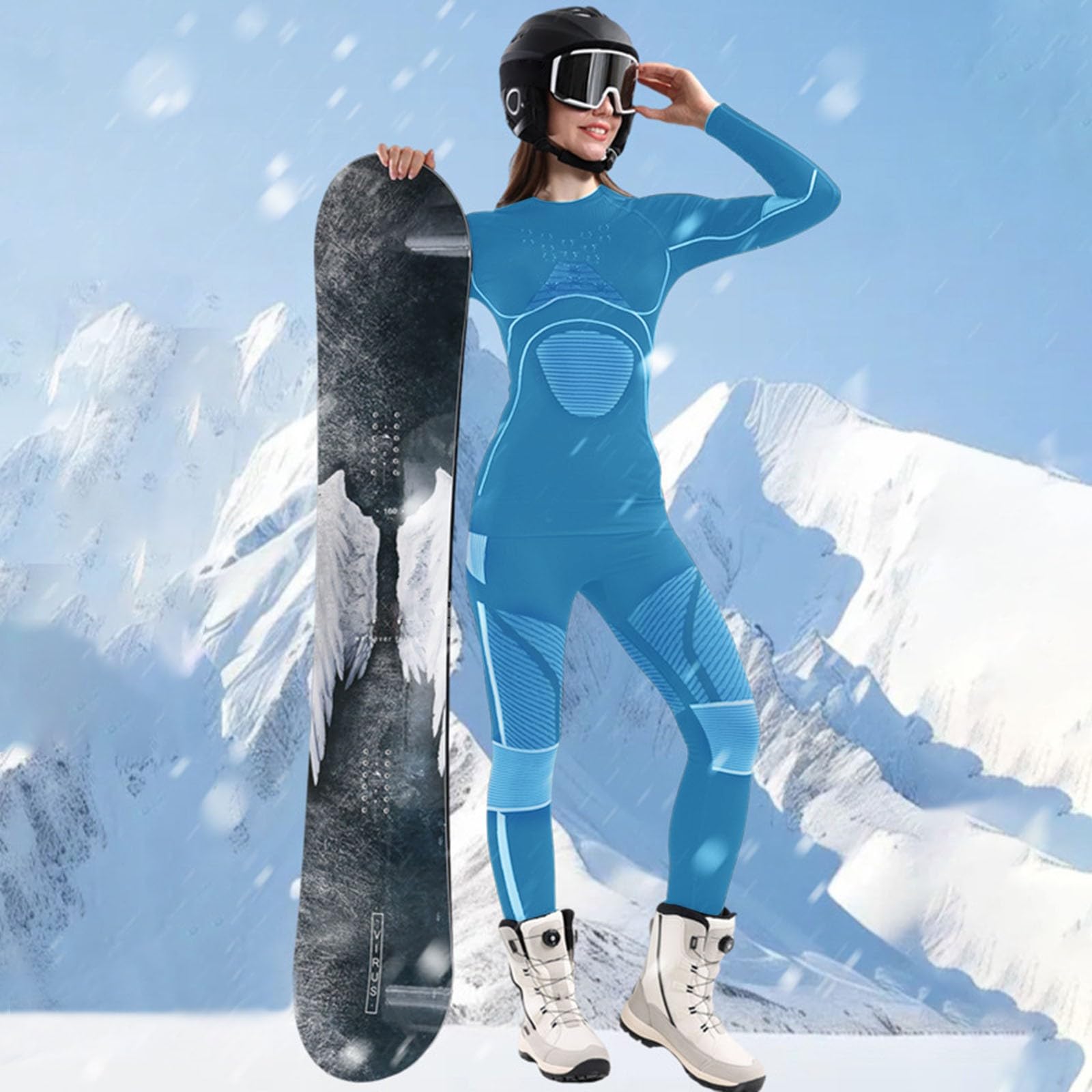 Generisch Set di strati termici da donna, a compressione, per sci, sport invernali, pantaloni a maniche lunghe