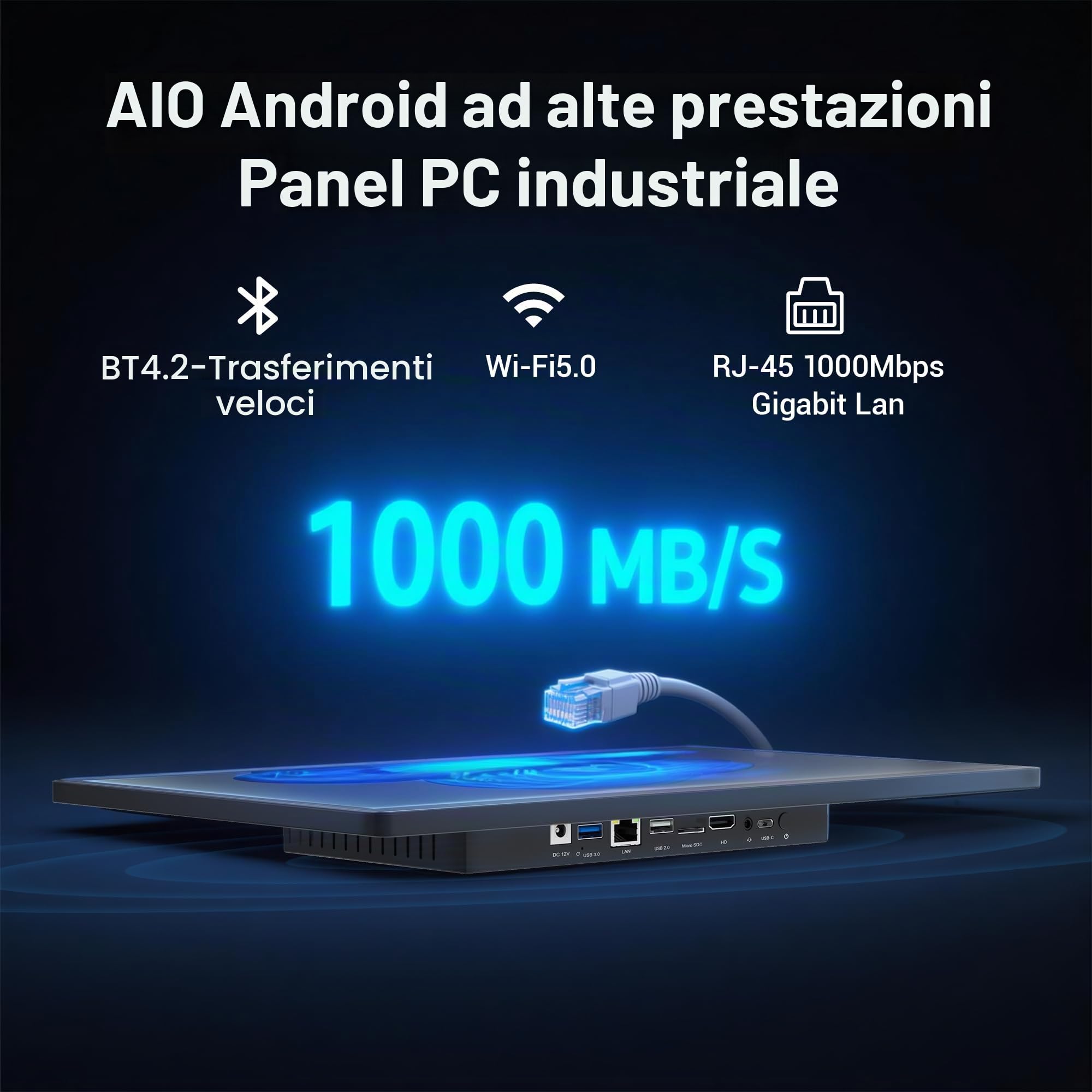 Industrie Panel PC-HEIGAOLAPC Industriale Touchscreen Pannello PC 15.6” RK3399 4GB RAM 64GB ROM, Android 12 Fanless Touchscreen Monitor All in One 1920*1080 IPS, USB3,0, USB2,0, HDMI2,0, Type-C, RJ45
