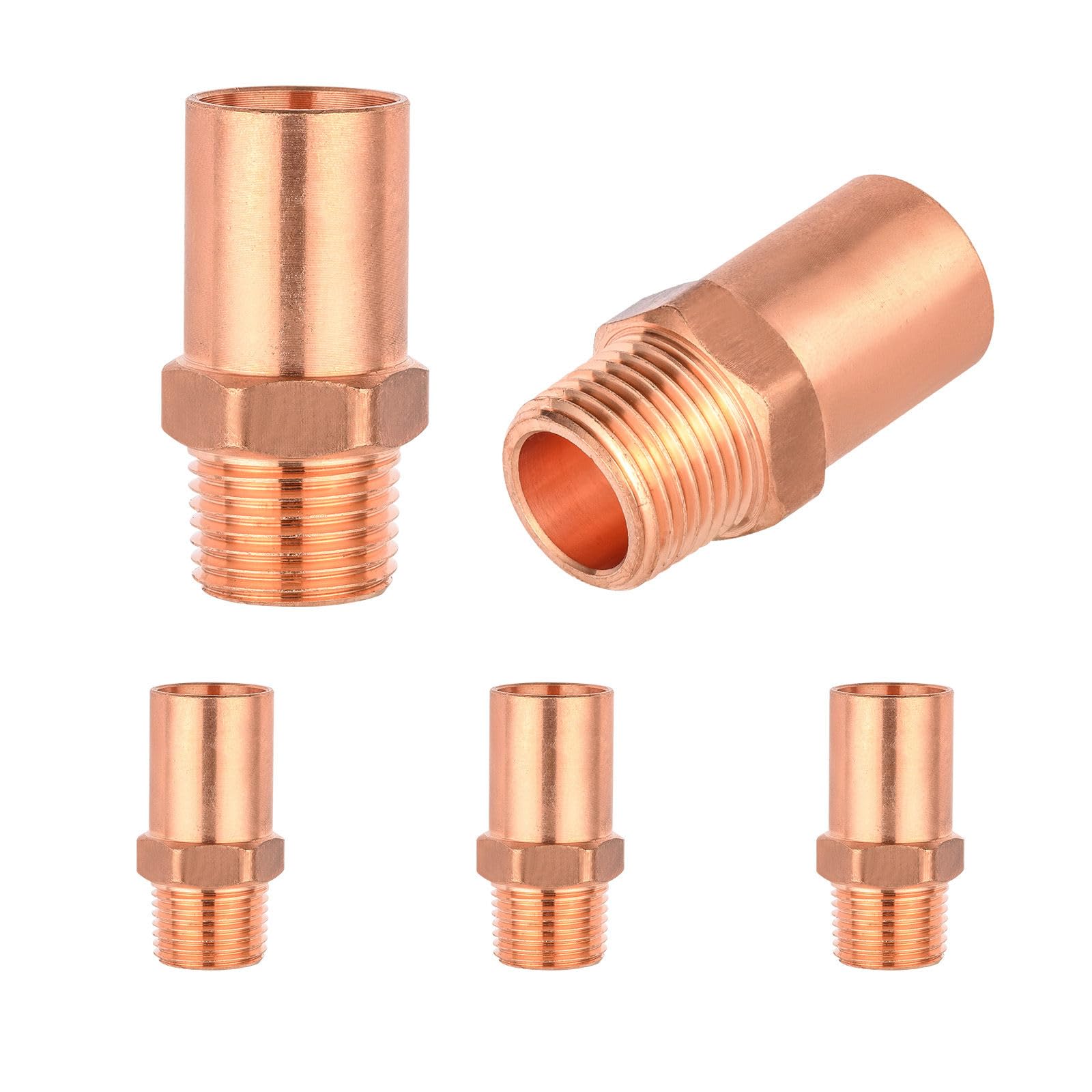 Paquete de 5 Unidades de, Rosca Macho de Cobre para Calle, 3/4" FTG x 1/2" MPT, Rosca Macho NPT para fontanería.