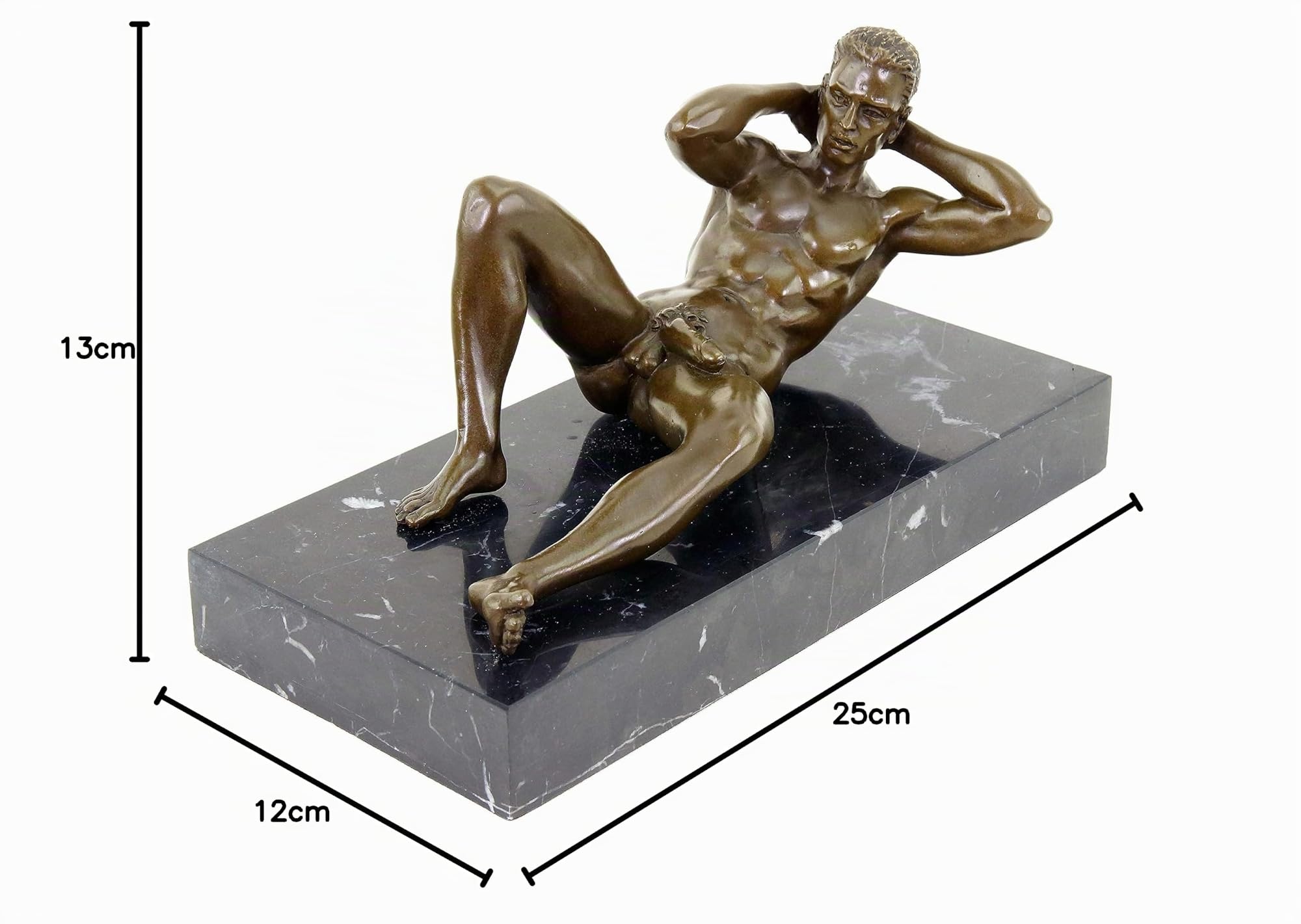 Kunst & Ambiente - Muskulöser Männerakt - Toyboy Eric - Gaybronze - signiert M.Nick - Homoerotische Statue - Deko Athlet - Turner - Höhe: 13 cm - Breite: 25 cm - Sexy Figur