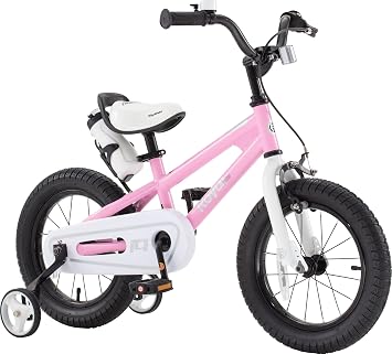 RoyalBaby Freestyle Toddlers Kids Bike 12 Inch Childrens Learning Bicycle with Training Wheels Boys Girls Beginners Ages 3-4 Years, Pink