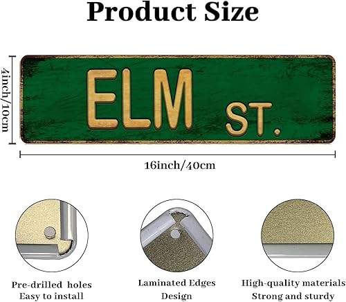 Miniatura 4 de Letrero de metal vintage con texto en inglés "Street Street", de 4 x 16 pulgadas, ELM st, para el hogar, restaurante, bar, cafetería, garaje, placa