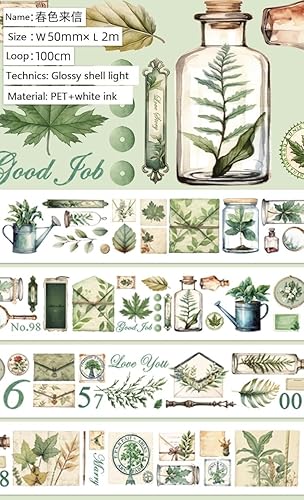 Miniatura 7 de Materiales florales Retro Niñas Decoración PET washi Cinta con Shell Efecto Brillante para Bullet Journal y Scrapbooking (90609)