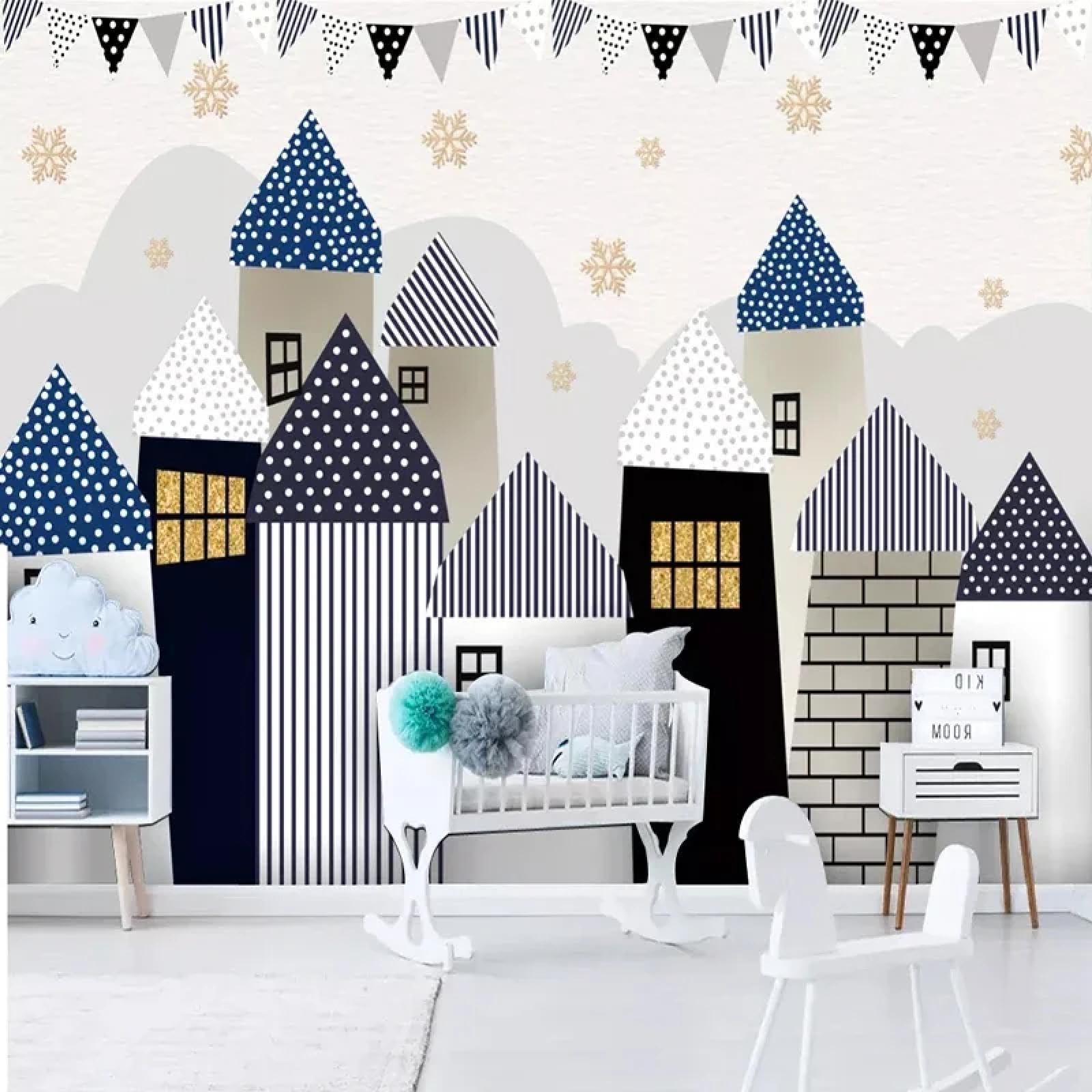 Adesivi murali per cameretta dei bambini, cartoni animati, casa, castello, cameretta per bambini, asilo, soggiorno, camera da letto, carta da parati