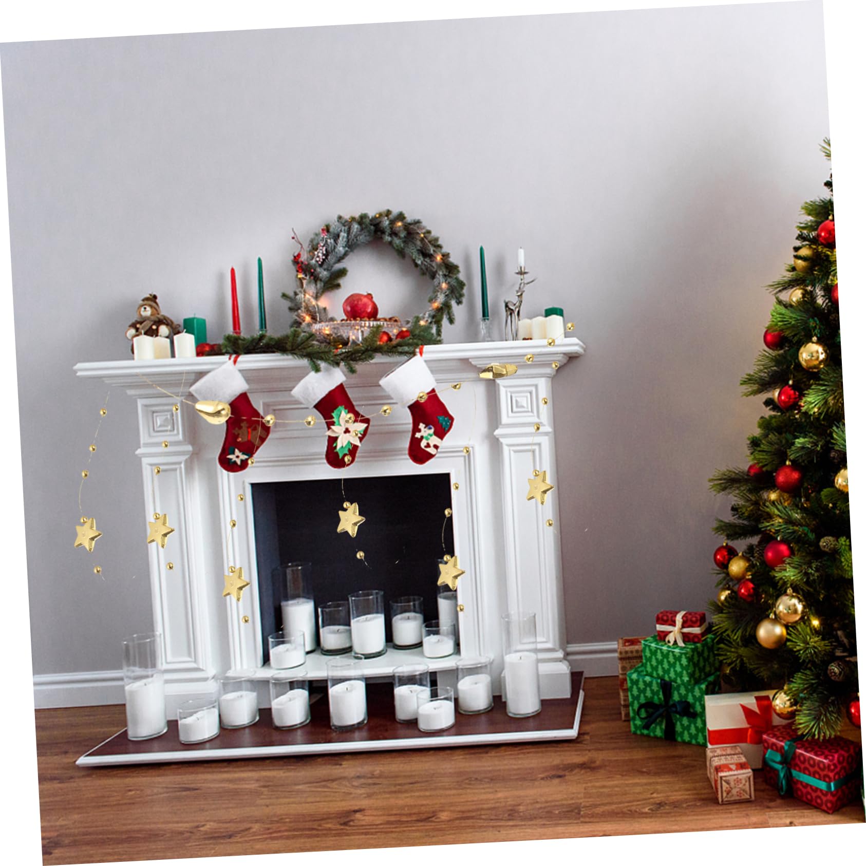 VILLCASE Pentagramm-perlenkette Strassperlen Weihnachtsbänder Zum Basteln Weihnachtsperlenbesatz Hochzeitsperlenkette Weihnachtsgeschenkverpackungsband Strumpffüller Acryl Golden