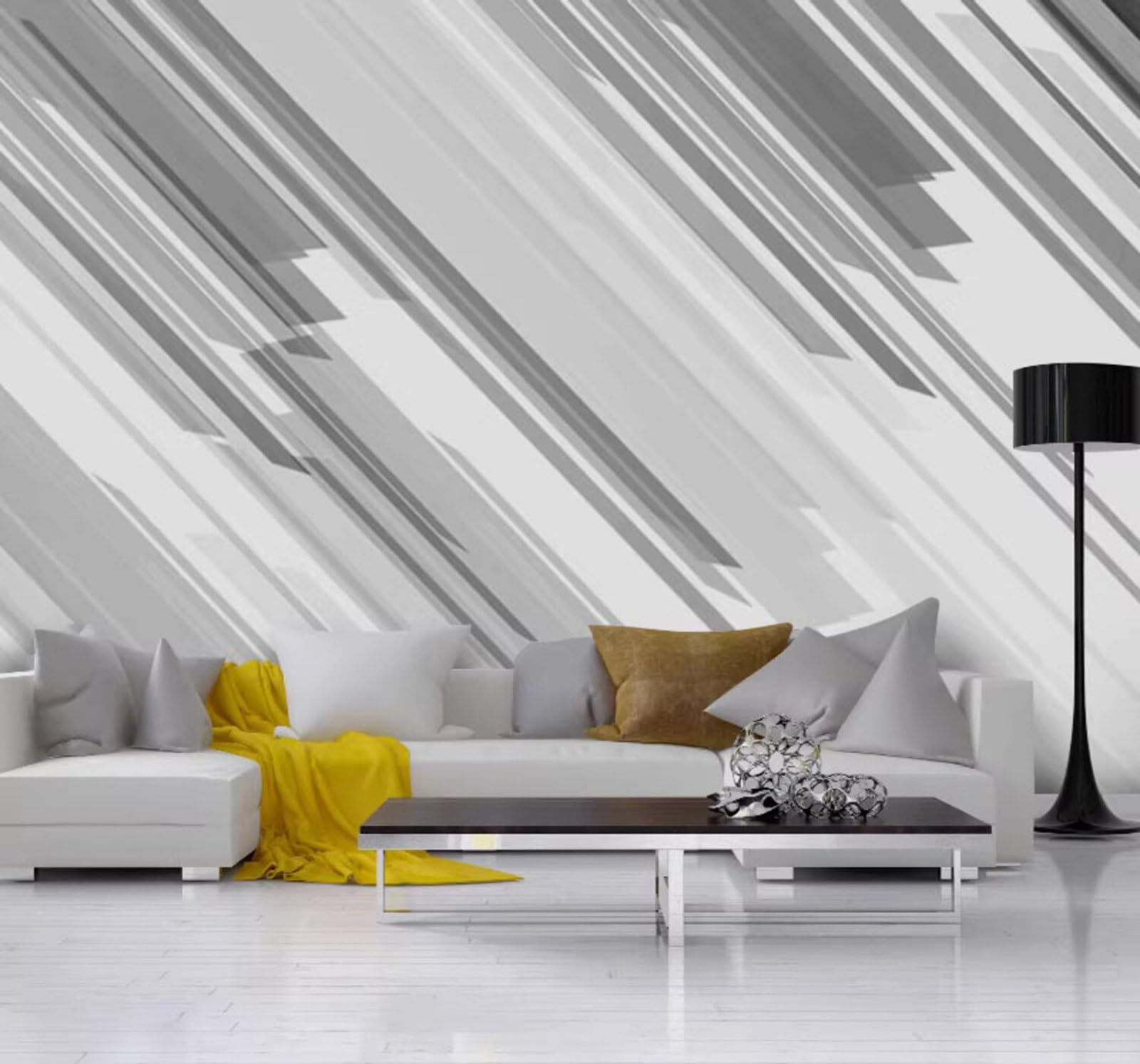 Abstract Black and White Geometric Lines Distinctive 3D Wallpaper Easy Install Feature Office Living Room Sofa Bedroom TV Background Wall Decoration-200cm×140cm