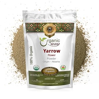 Organic Way Yarrow Flower Powder Achillea millefolium - Herbal Tea | European Wild-Harvest | Kosher & USDA Certified | Vegan, Non-GMO & Gluten Free | Raw from Albania 4 Oz Pack of 1