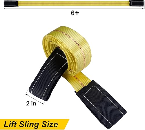 Miniatura 2 de Toolly Paquete de 2 correas de elevación de 6 x 2 pulgadas para construcción, capacidad de 10,000 libras