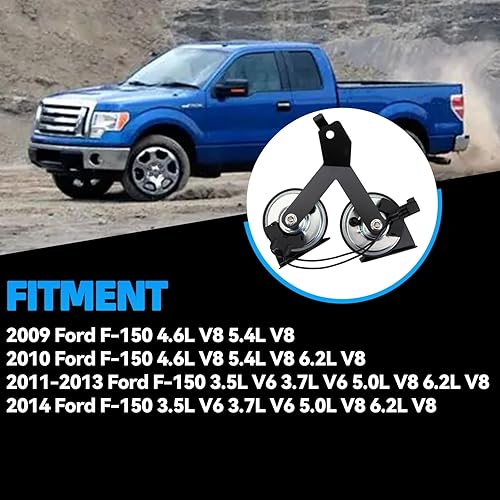 Miniatura 2 de Conjunto de bocina doble con soporte compatible con Ford F-150 FX2 FX4 Harley-Davidson King Ranch Lariat Platinum 3.5L 5.0L Piezas de repuesto