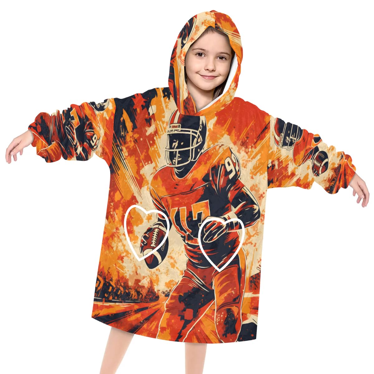 Pardick Wearable Blanket Hoodie for Kids, America Basketball Fleece Sweatshirt Blanket Oversized Blanket Sweatshirt with Pocket Flannel Warm Hooded Blanket 6-10 Year Old Girl Boy Gift, One Size