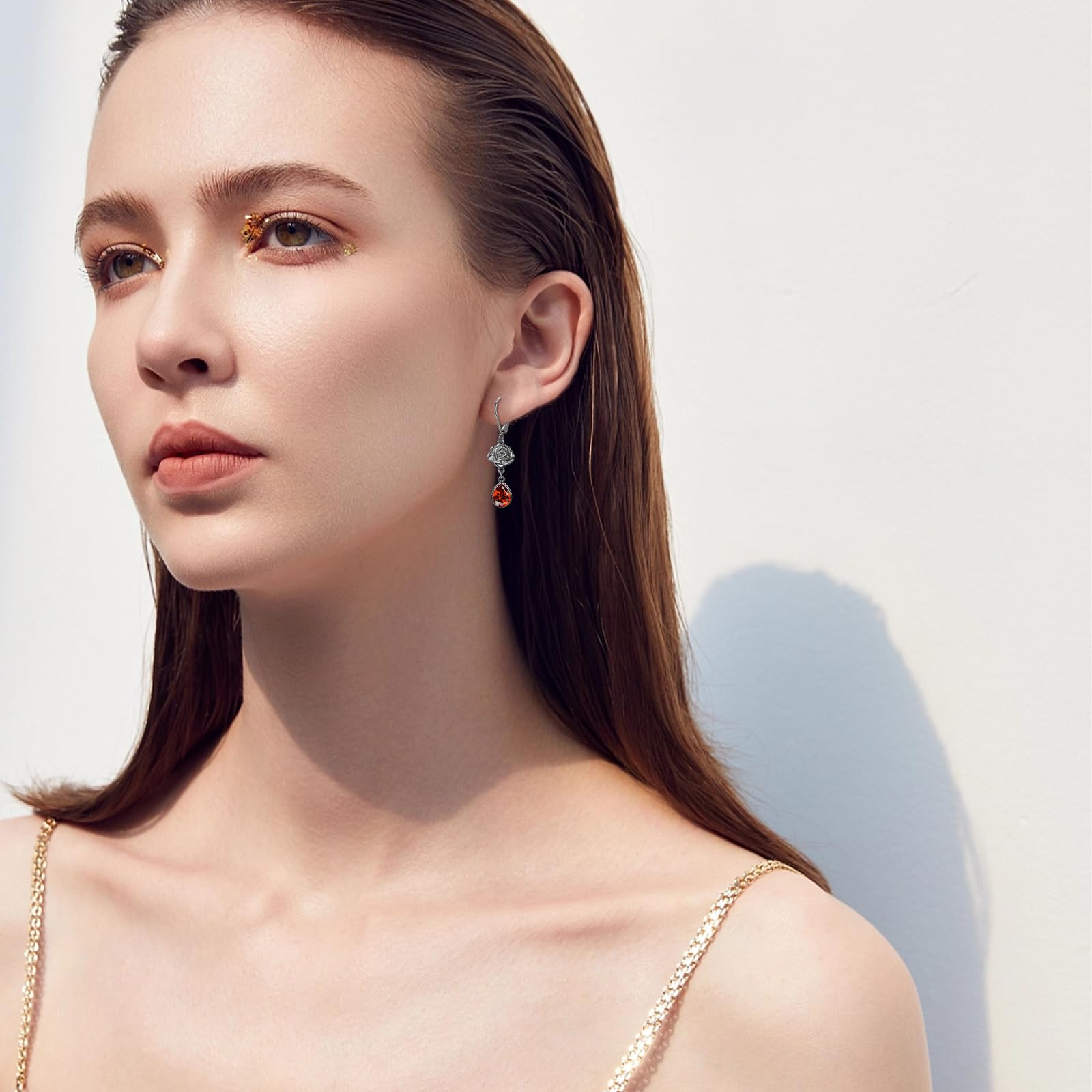 S925 Sterling Silber Hänge Ohrringe für Damen | Kleeblatt/Traumfänger /Hexenknoten /Rose/Traumfänger Ohrringe mit Edelstein Sterling Silber Geburtstags Geschenke