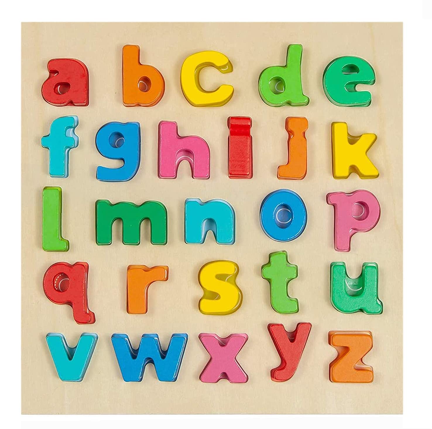 Eversky01 Handicraft Wooden Lower Case Alphabet ABC Puzzle Board
