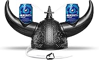 Vista 1 de BLKSMITH Casco para beber, sombrero vikingo con pajitas con capacidad para 2 latas, ajustable para adaptarse a cabezas de 16 a 24 pulgadas, regalos
