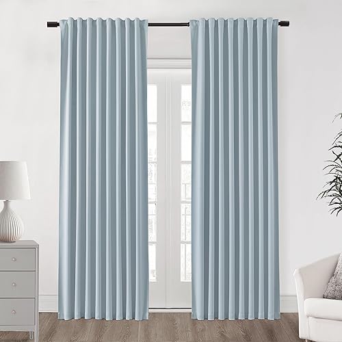 Miniatura 14 de SHINELAND Cortinas opacas de 102 pulgadas para sala de estar, cortinas opacas con pestaña trasera de 102 pulgadas de largo para dormitorio, Crema