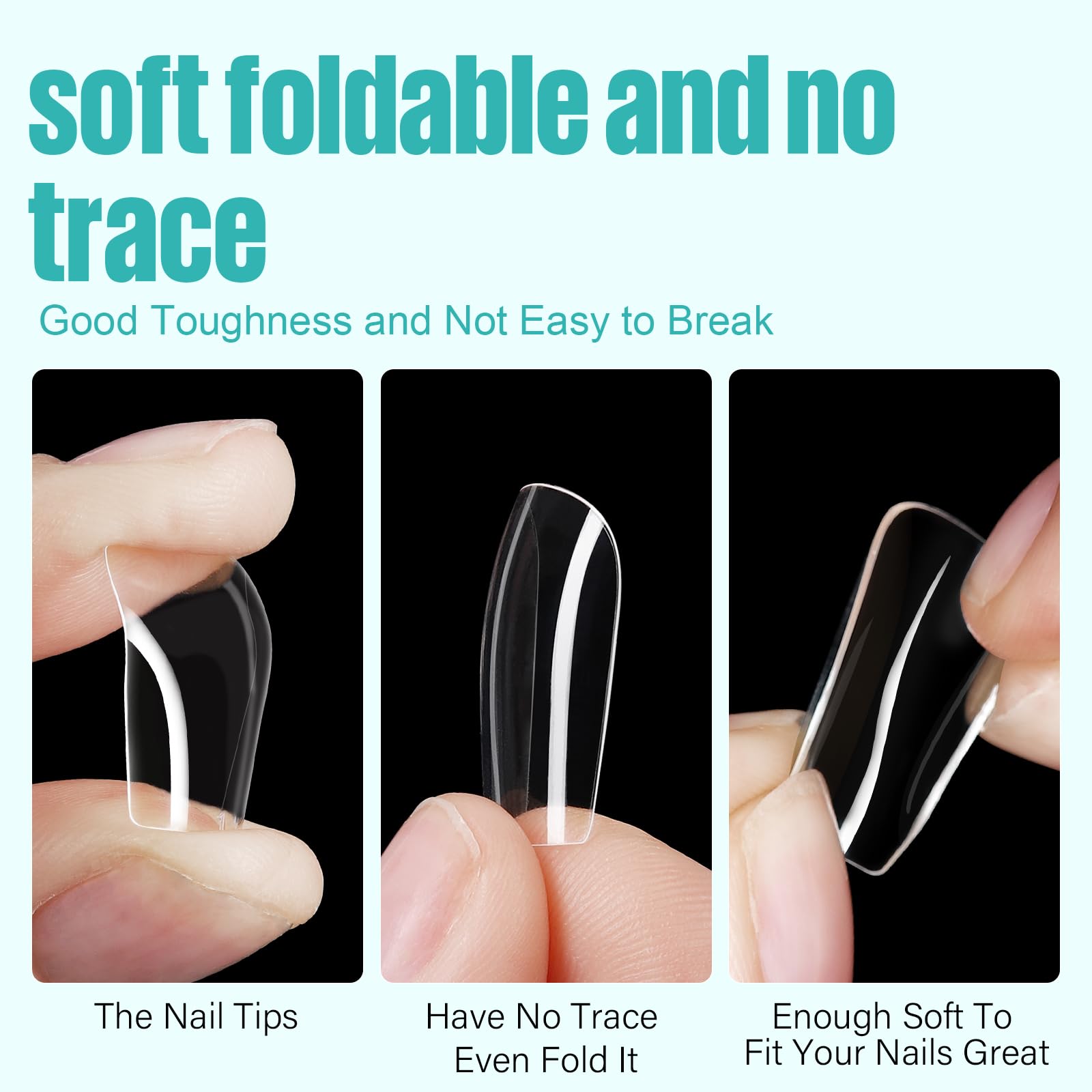 TOMICCA Easy Apply Short Square Nail Tips, 504pcs Pre-Sized False Nails with Box - Image 2