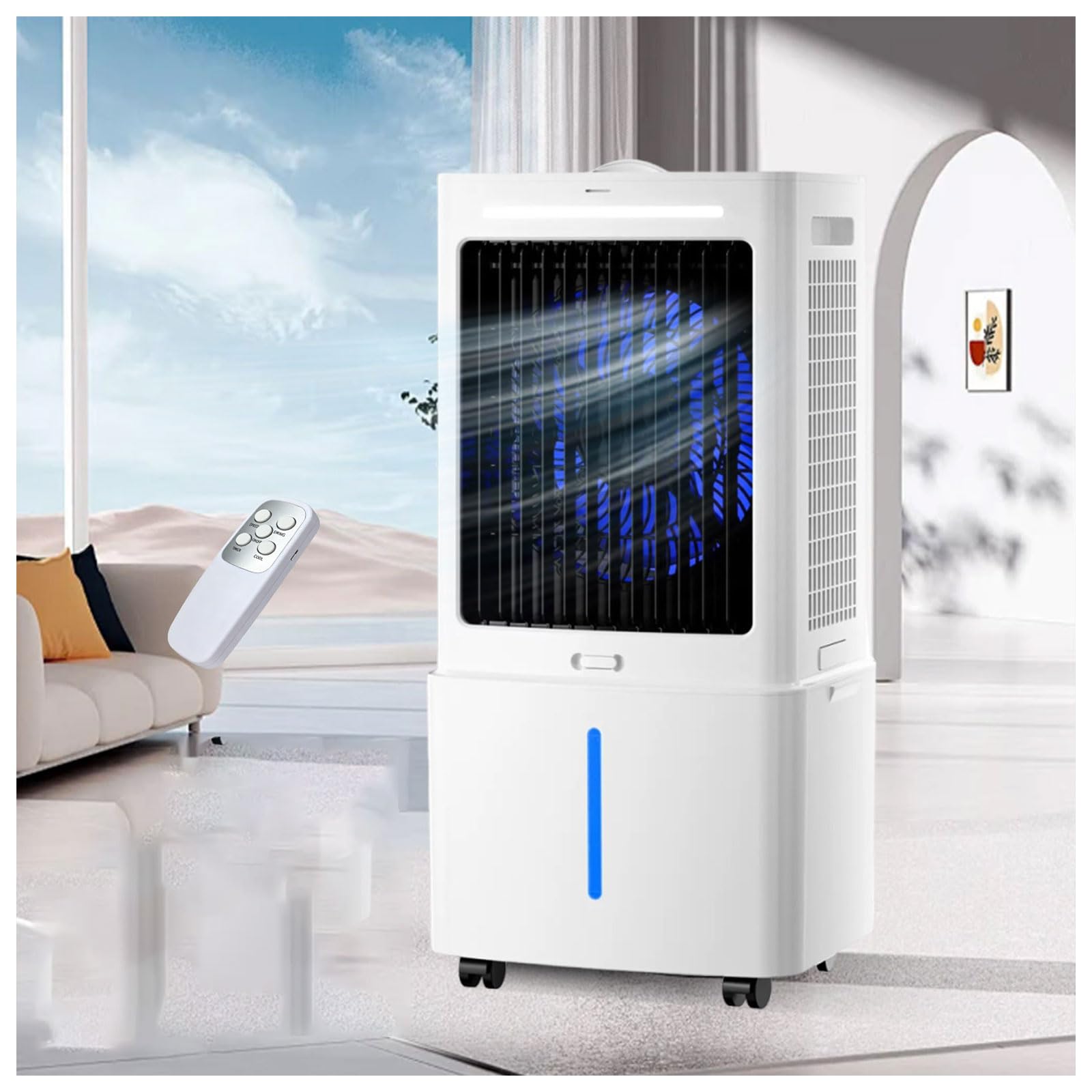 MYFTNP Windowless Air Conditioner Fan, Portable Evaporative Air Cooler With Swing Function, 25l Removable Water Tank, Remote Control, 12h Timer, Cooling Fan For Bedroom, Office, Room