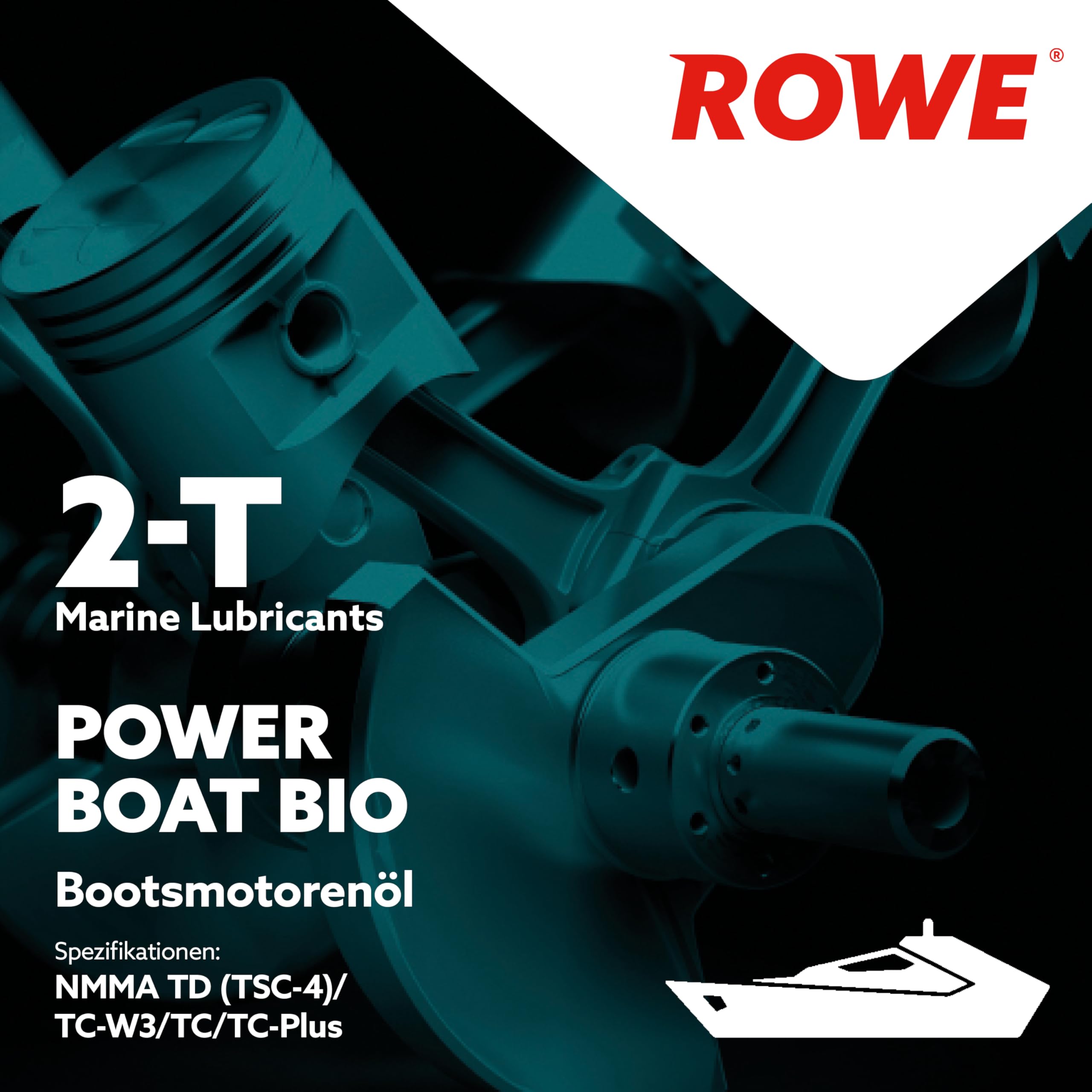 ROWE HIGHTEC POWER BOAT 2-T BIO - 1 Liter - Hochleistungs-2-Takt-Motorenöl für Außenbordmotoren - Art. Nr. 20034