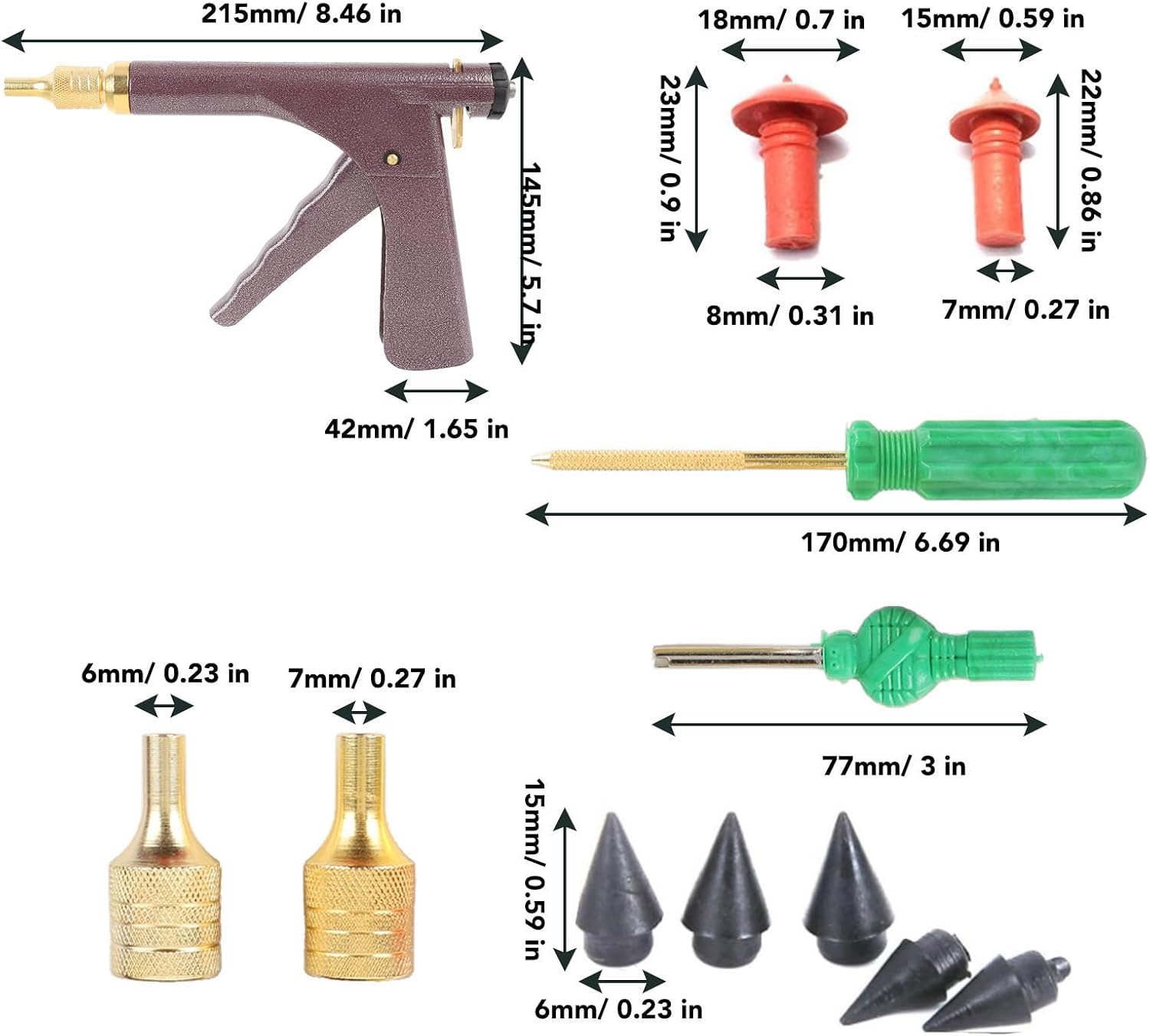 RiToEasysports Tire Repair Kit, 32 Rubber Plugs, Tubeless Tire Plugger Tool, Fast and Easy for Cars, Motorcycles, ATVs, RVs