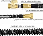 HBlife Tige de jardin extensible 100FT, Tuyau d'eau léger flexible avec 10 Function Sprayer de buse Élargissant le tuyau durable avec raccords 3/4 pouces sans évier, Gris noir